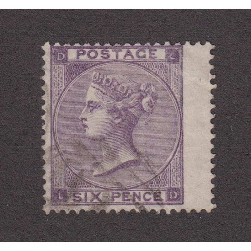 (RG1064) GREAT BRITAIN · 1864: lightly used Plate 4 6d lilac QV with wing margin SG 85 · see full description · c.v. £250