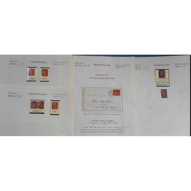(RG1067L) GREAT BRITAIN · 1860s: specialised pages housing used 1d red-brown QV from Plates 100 to 109 · 'selected quality' throughout · includes 2 covers · 28 items · total c.v. for stamps alone £125+ (3 images)