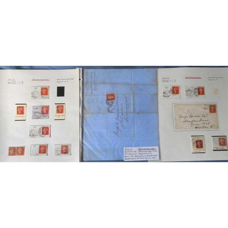 (RG1068L) GREAT BRITAIN · 1860s: specialised pages housing used 1d red-brown QV from Plates 80 to 89 · mostly 'selected quality' throughout · includes 7 covers · 59 items · total c.v. for stamps alone £160+ (4 images)