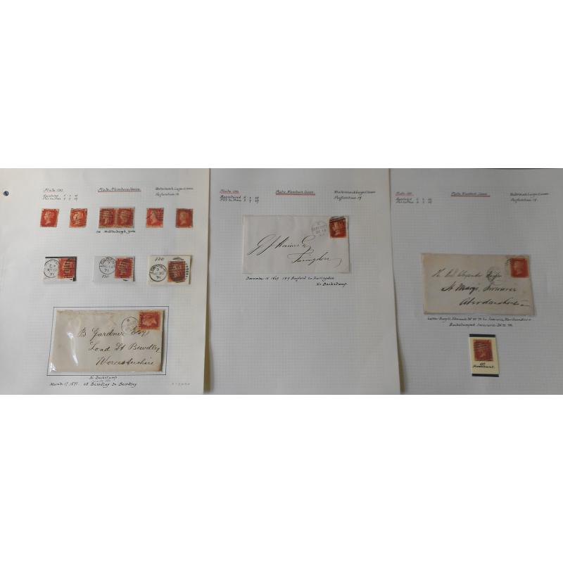 (RG1071L) GREAT BRITAIN · 1860s/70s: specialised pages housing used 1d red-brown QV from Plates 130 to 139 · mostly 'selected quality' throughout · includes 6 covers · 47 items · total c.v. for stamps alone £250+ (4 images)