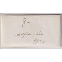 (RG1125) GREAT BRITAIN · 1832: folded letter rated '8'(d) mailed to Elgin at Aberdeen (full despatching cds on back) · every nice condition front & back (2 images)