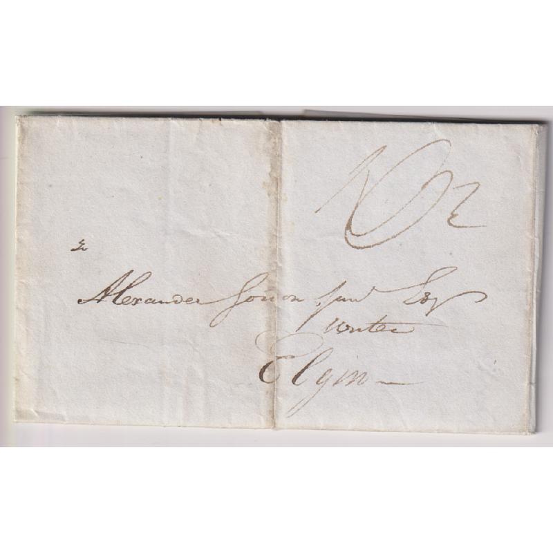 (RG1126) GREAT BRITAIN · 1830: folded letter mailed DUNDEE to ELGIN · "rated" but without any other postal markings  · excellent condition
