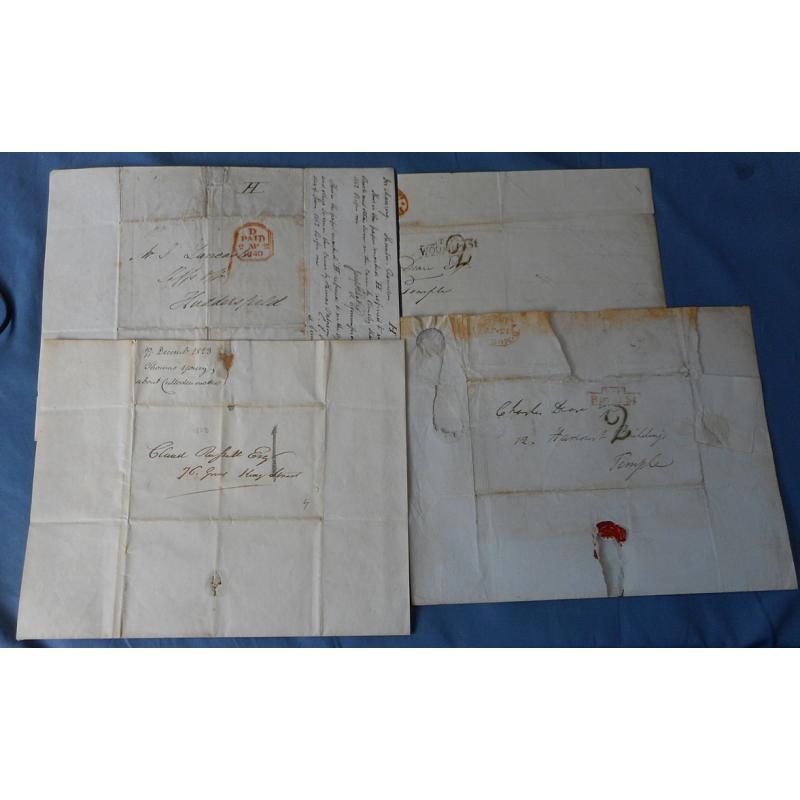 (RG1134L) GREAT BRITAIN · 1806/29: three folded letters and three clippings thereof · different rating marks and possible datestamp interest · mixed condition so please view both largest images