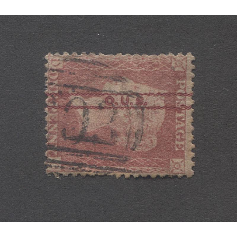 (RP10001) GREAT BRITAIN · 1860s/70s: used 1d red QV bearing O.U.S. security overprint used by OXFORD UNION SOCIETY · any imperfections are very minor
