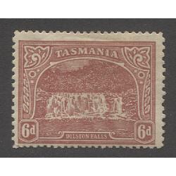 (RS10033) TASMANIA · 1910: mint electrotyped 6d dull carmine-red Pictorial (Crown/A wmk) with COMPOUND PERFS 12.4x11 ACSC T62 · see full description · c.v. AU$750 (2 images)