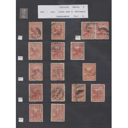 (RS10057L) TASMANIA · six Hagners housing a specialised assembly of T perfins, mainly on 1d & 2d Pictorials with Crown/A wmk but includes values to 6d · see full description · 90+ stamps (6 images)