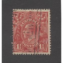 (RS19057) TASMANIA · used 1½d red KGV with TATTERSALL security overprints in block capitals on the back ..... this one is not often seen! (2 images)