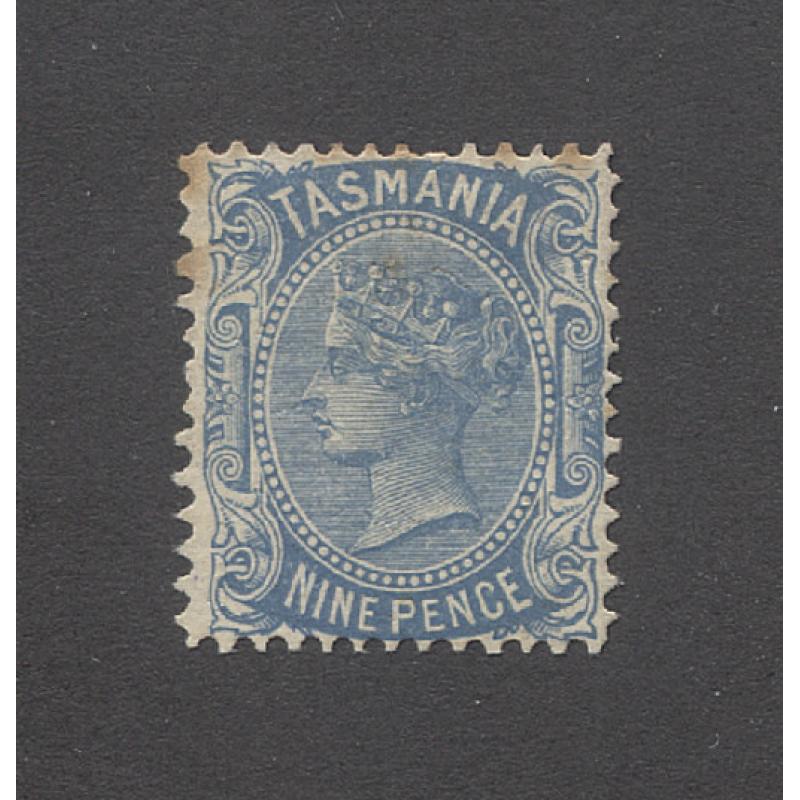 (RS10084) TASMANIA · 1909: MNG 9d blue QV S/face (Crown/A wmk) with COMPOUND PERFS 12½+12 SG 256 · some toned perfs but a rare stamp in any condition · c.v. £400 for MLH (2 images)
