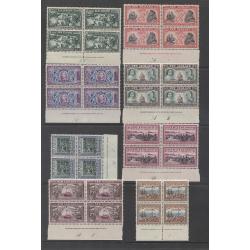 (RX1038L) NEW ZEALAND · 1940: complete Centennial issue SG 613/25 in fresh M/MLH/MNH plate/imprint blocks · total c.v. £280 (4 images)