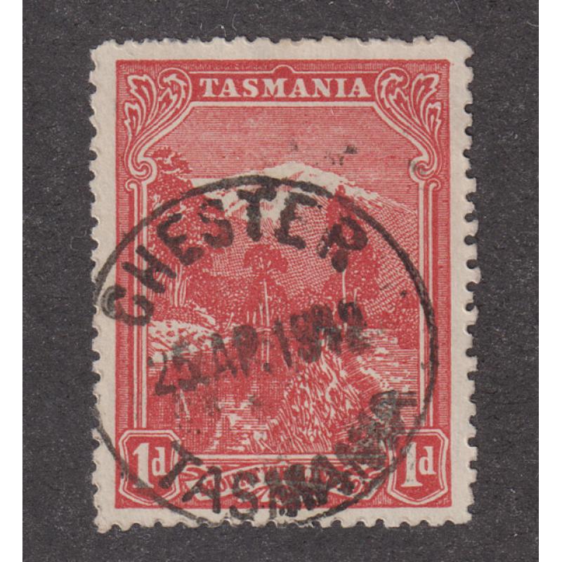 (SS1015) TASMANIA · 1912: a well-inked but clear impression of the CHESTER Type 2s cds on a 1d Pictorial · postmark is rated R-(7)