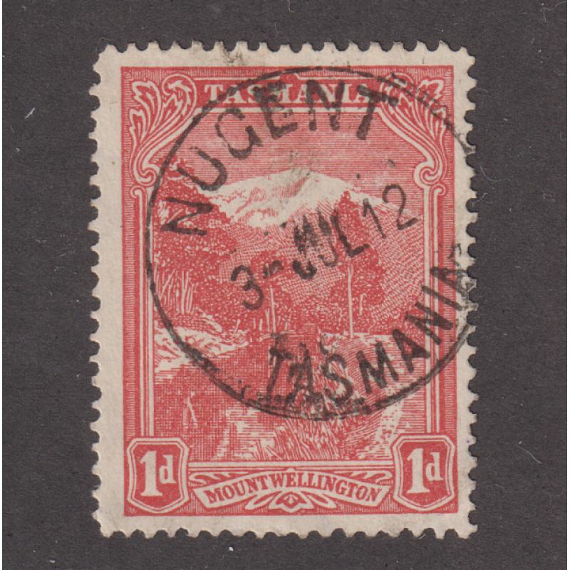(SS1029) TASMANIA · 1912: a very clear and near complete strike of the NUGENT Type 2 cds on a 1d Pictorial · postmark is rated RR(11)