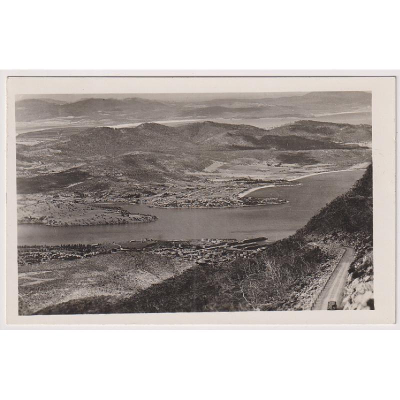(SS1043) TASMANIA · 1930s: unused real photo card with an uncommon view of the DERWENT ESTUARY, the photo taken from MT WELLINGTON · VF condition