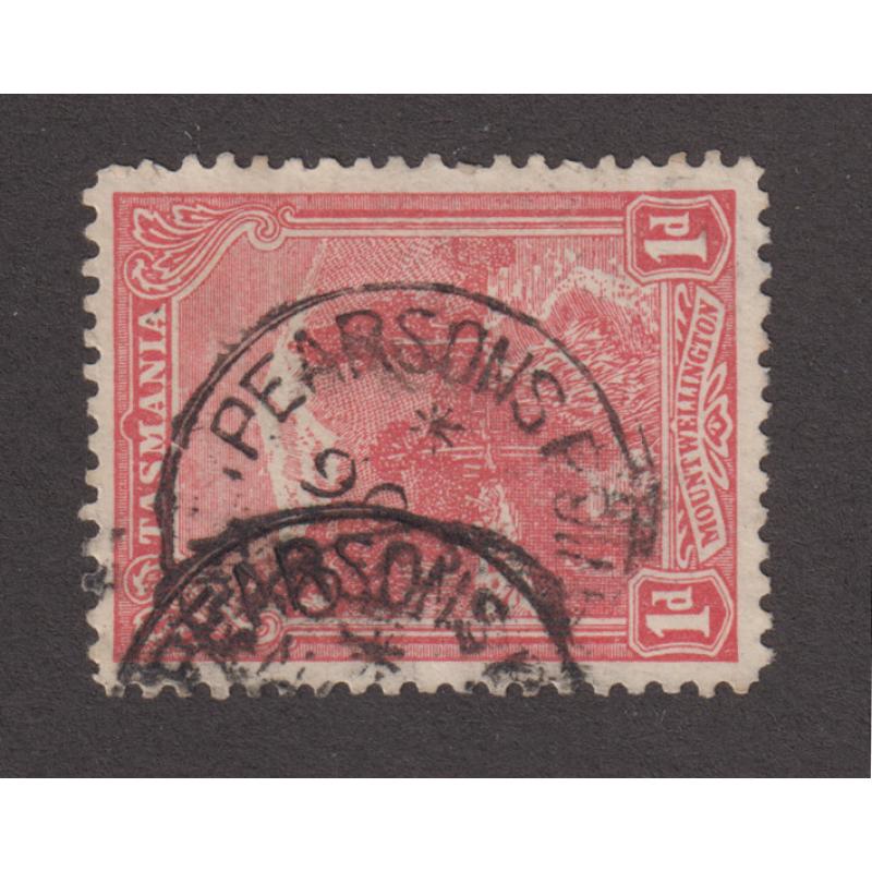 (SS1045) TASMANIA · 1905(?): two partial overlapping strikes of the PEARSON'S POINT Type 1b on a 1d Pictorial · postmark is rated RRR(14*)