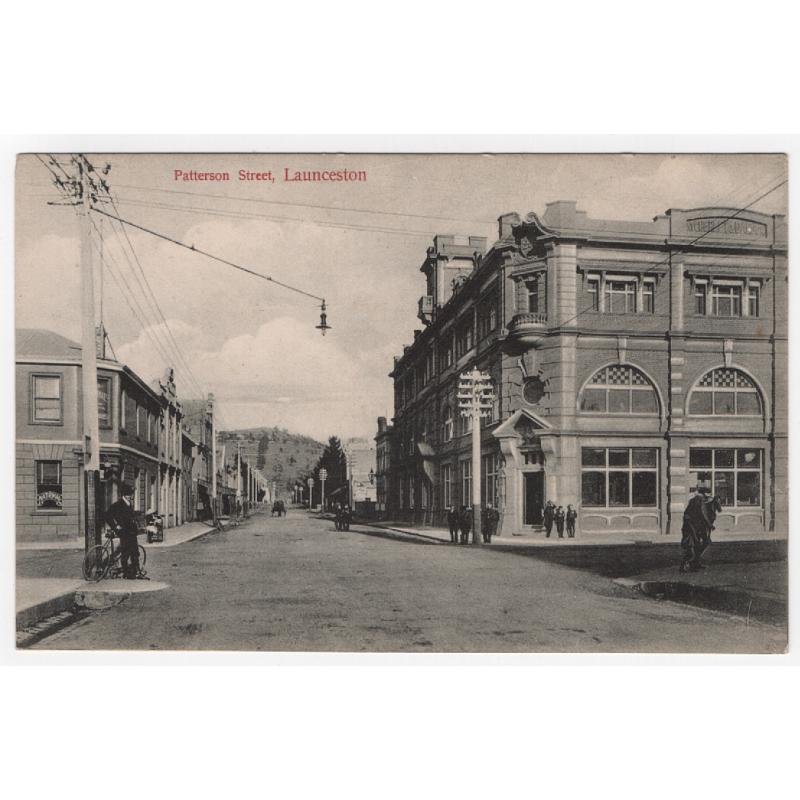 (SS1100) TASMANIA ·  c.1908: unused card w/view PATTERSON STREET LAUNCESTON in excellent to fine condition · publisher not identified but most likely to have been Spurling & Son