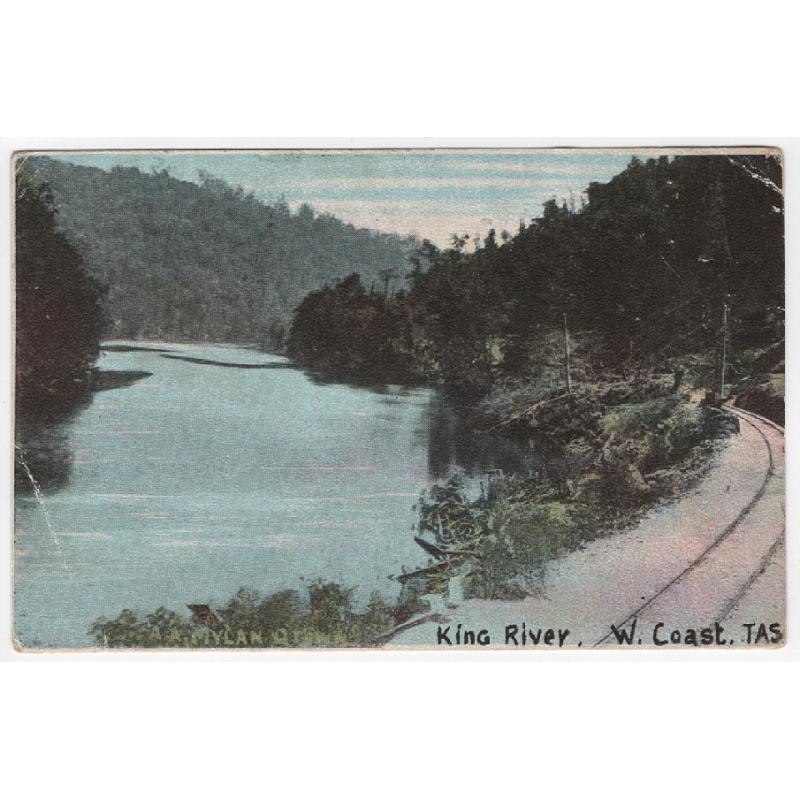 (SS1117) TASMANIA · c.1910: colour card by A.A. Mylan w/view KING RIVER W. COAST · some wear and light soiling on verso but still quite displayable · a rare card in my experience