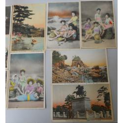 (SS1121L) JAPAN · c.1920: 14 different unused postcards comprising 11 "Tourist Views" and 3 featuring portraits of "Bathing Belles" · excellent condition throughout (2 images)