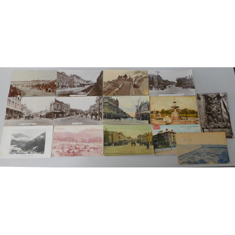 (SS1128L) NEW ZEALAND · c.1910/1920s: 14 different postcards featuring mainly regional views including 6 real photo cards with street views, etc. of TIMARU · vast majority in excellent to fine condition (14)