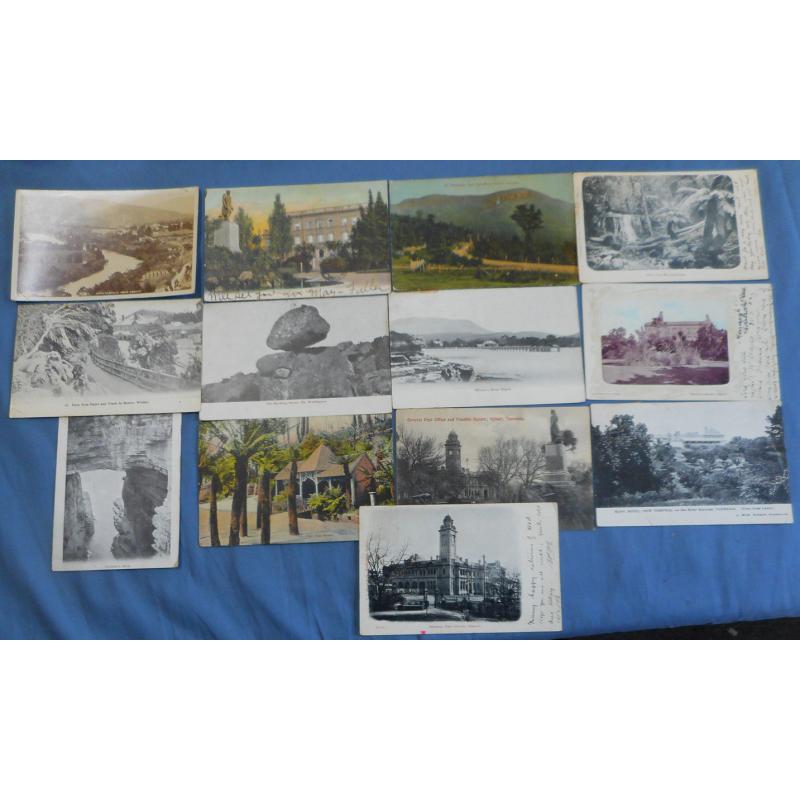 (SS1136) TASMANIA ·  1904/c.1925: 13 different used/unused cards featuring a range of Hobart & Environs views by J. Walch, Beattie, DIC, Spurling et al - all cards in VG to F condition ....not all common cards (13)