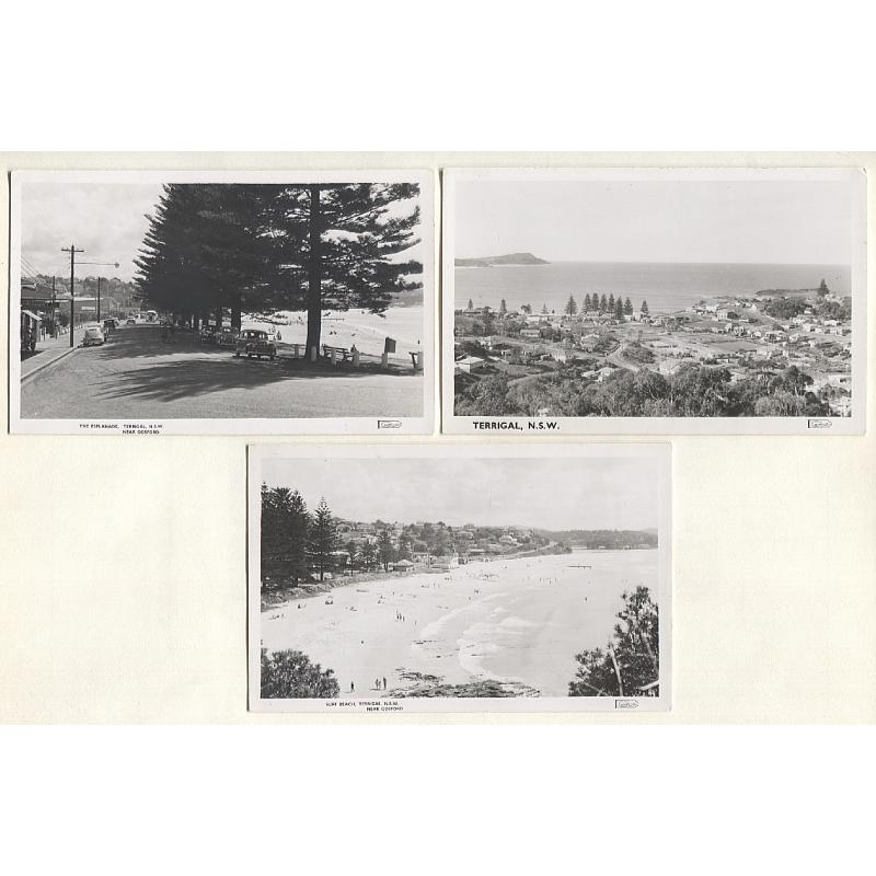 (SS15006) NEW SOUTH WALES · c.1950: 3 unused real photo cards all by "Brown Print · Armidale" with views of TERRIGAL · all cards in VF condition (3)