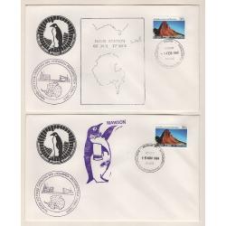 (SS15063) AUSTRALIAN ANTARCTIC TERRITORY · 1984/85: "Base Set" of cacheted covers carried on the m.s. "Nella Dan" to Macquarie Is. and by the m.v. "Icebird" to the continental bases · see full description (2 images)