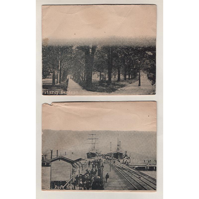 (SS15097) VICTORIA · c.1900: unused illustrated envelopes with photographic views of FITZROY GARDENS and PORT MELBOURNE · obvious faults so please view largest image · publisher not identified (2)