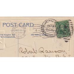 (SZ1505) TASMANIA · 1906: V.S.M. Series embossed "Stamp Card" with contemporary stamps · inserted view of BRISBANE STREET LAUNCESTON · mailed to USA from U.S. POSTAL STATION SHANGHAI with clear duplex cancel · nice condition