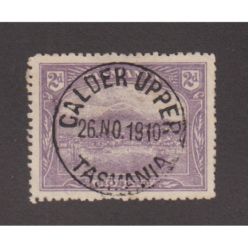 (TY1003) TASMANIA · 1910: a very nice example of the CALDER UPPER Type 2a cds on a 2d Pictorial · postmark is rated RR+(12)