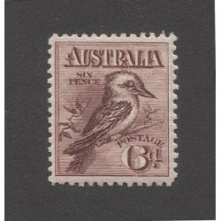 (TY10067) AUSTRALIA · 1914: well-centred MNH 6d claret Kookaburra SG 19 in fine condition · current 'retail' for same AU$175+ (2 images)