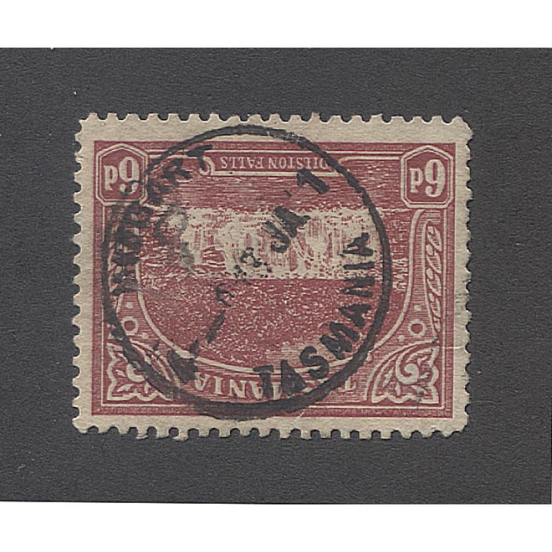 (TY10069) TASMANIA · 1911: 6d Pictorial bearing a full clear strike of the HOBART P (Parcels) Type 3(xii) cds · nice example!