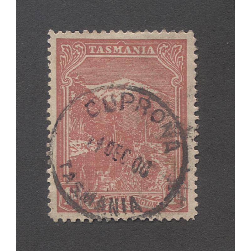 (TY10072) TASMANIA · 1908: a very clear strike of the CUPRONA Type 2 cds on a 1d Pictorial · postmark is rated R-(7)