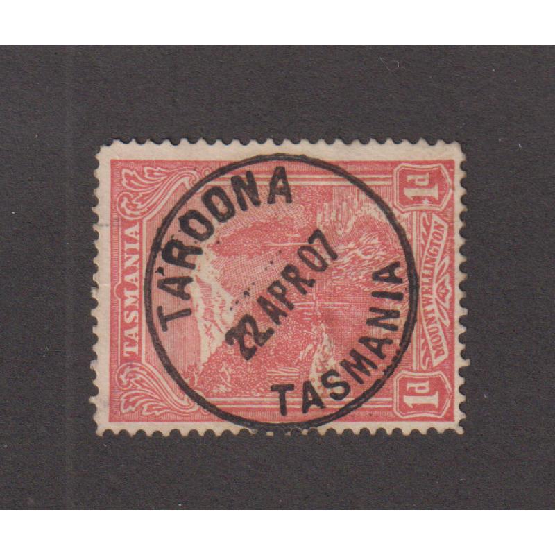 (TY1009) TASMANIA · 1907: a superb impression of the TAROONA Type 2 cds on a 1d Pictorial · postmark is rated R(8) and this example could be recognised across a crowded room!