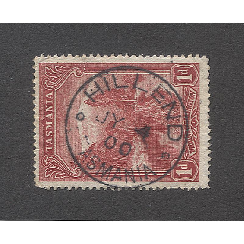 (TY10097) TASMANIA · 1900: an unusually clear strike of the HILLEND Type 1 cds on a 1d Pictorial · postmark is rated RR-(10)