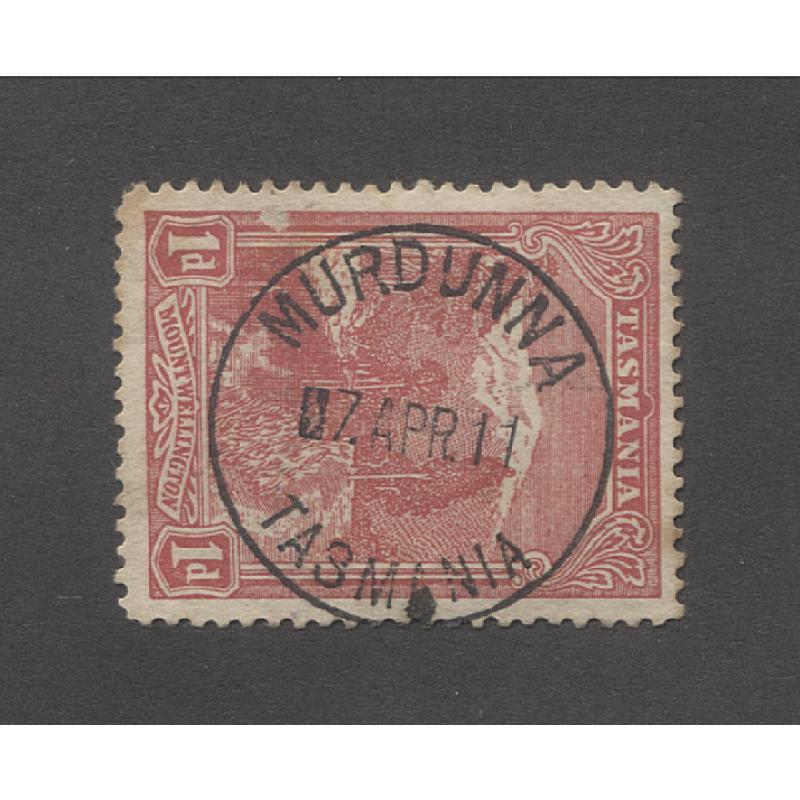 (TY10120) TASMANIA · 1911: a very clear strike of the MURDUNNA Type 2 cds on a 1d Pictorial (minor blemishes) · postmark is rated RR+(12)