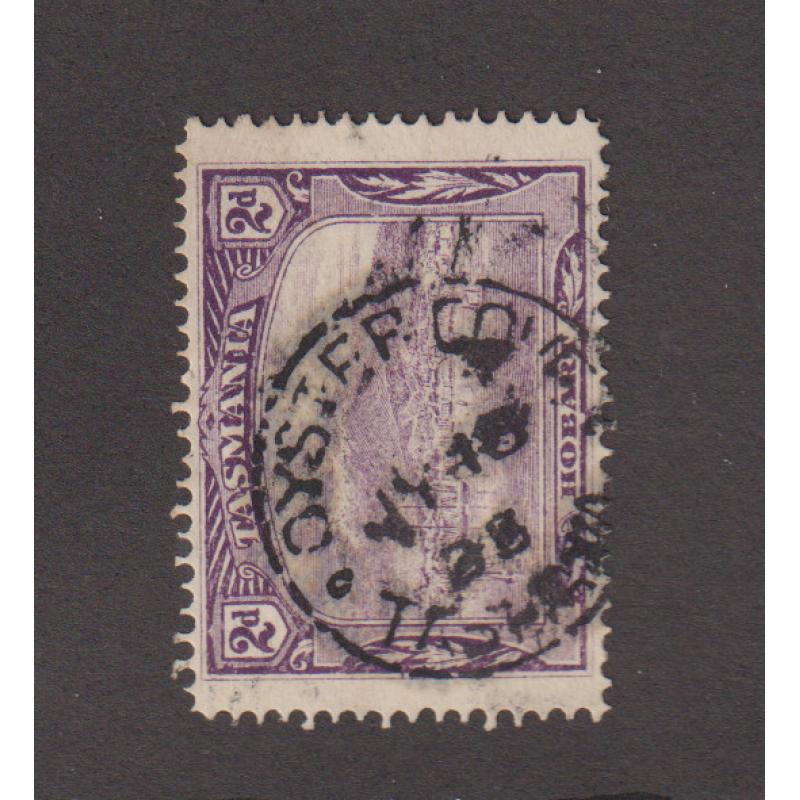 (TY1018) TASMANIA · 1905: a well above-the-average strike of the OYSTER COVER Type 1 cds on a 2d Pictorial · postmark is rated R+(9**)