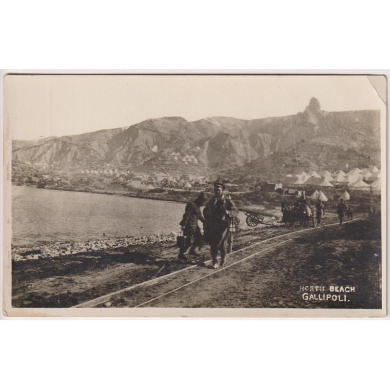 (TY1115) AUSTRALIA · 1915/16: unused real photo card with view NORTH BEACH GALLIPOLI · creased corner o/wise in excellent to fine condition - publisher not identified - printed on Kodak Austral card