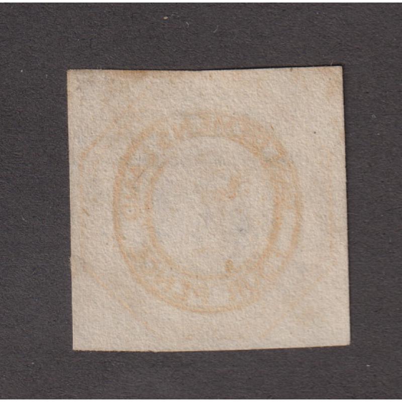 (TY1148) TASMANIA · 1854: used Plate II 4d orange Courier SG 10 with four excellent margins · c.v. £425 · see full description (2 images)