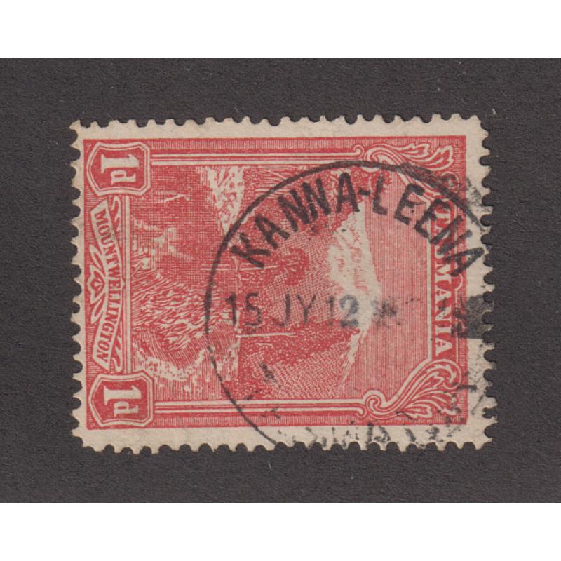 (TY1155) TASMANIA · 1912: a very collectable example of the KANNA-LEENA Type 3 cds on a 1d Pictorial · postmark is rated RRR-(13*)