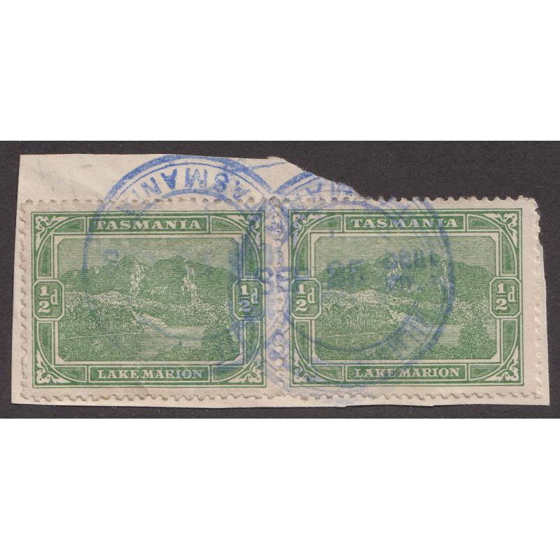 (TY1237) TASMANIA · 1914: clear double strike of MILITARY CAMP Type R1a datestamp used at Brighton Military Camp · inverted dateline · postmark rated 3R at this location (2 images)