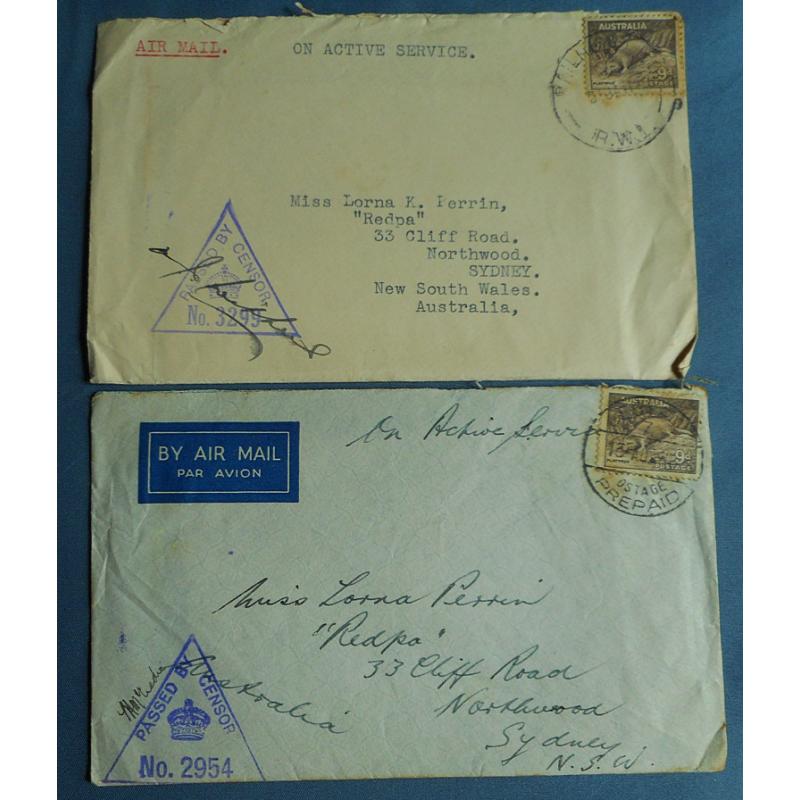 (TY1243L) AUSTRALIA · M.E.F. in Palestine · 1941: 11 covers from an Australian serviceman to his sweetheart in Sydney · range of censor h/s and cds pmks · original contents included · overall condition is better than usually found (2 images)