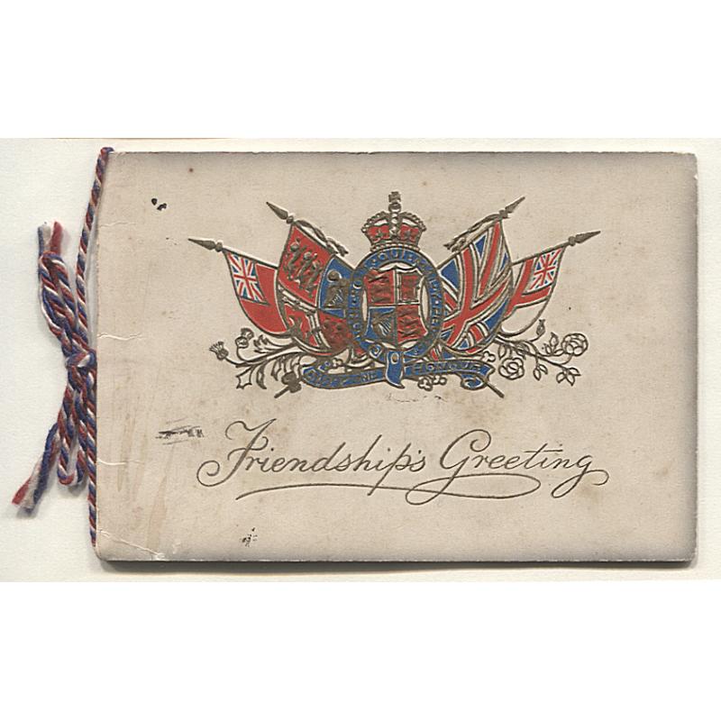 (TY15122) AUSTRALIA · 1916: "FRIENDSHIP'S GREETING" card used by crew member on board "H.M.A.S. AUSTRALIA · GRANDE FLEETE · NORTHE SEA · CHRISTMAS 1916-17" · note verse · some soiling front & back o/wise in VG condition