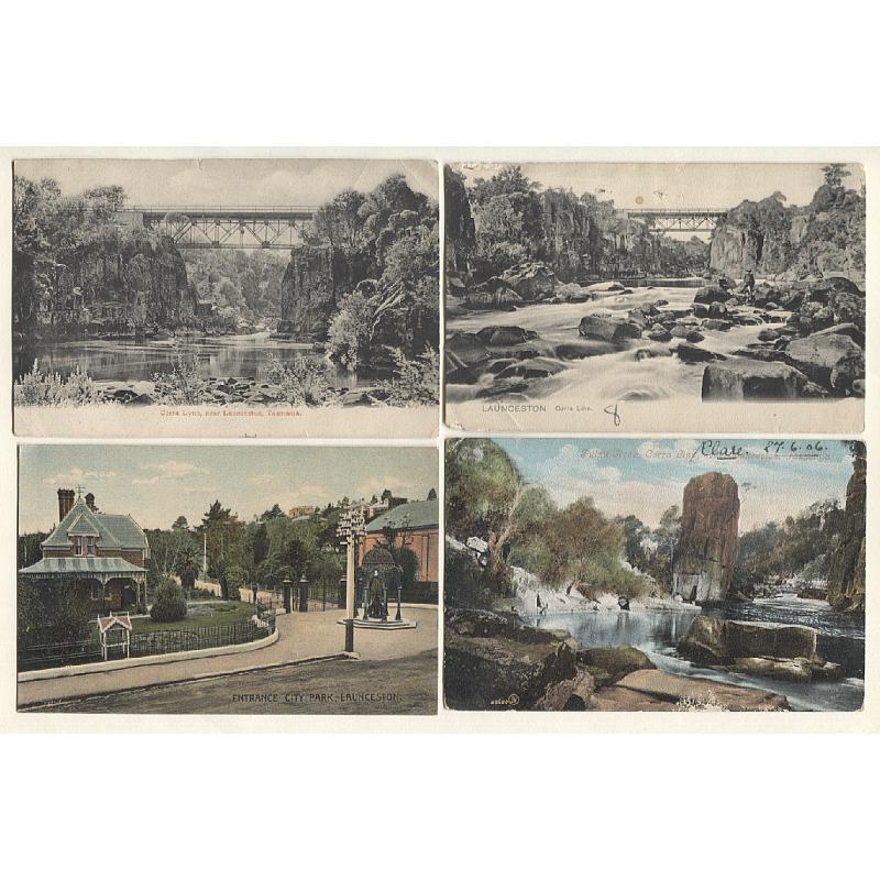 (TY15148) TASMANIA · seven different cards featuring views of LAUNCESTON and ENVIRONS · publishers include Gee, Valentine, Selwyn Cox and Spurling · condition mixed and is from VG to F (2 images)