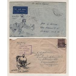 (TY15243) AUSTRALIA · 1940s: 4x "On Active Service" air mail covers to various Australian addresses each with hand illustrations · mixed condition so please view both largest images (4)