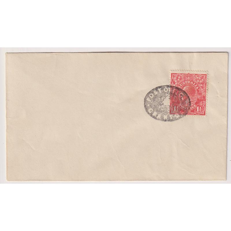 (UU1233) TASMANIA · a small envelope bearing single 1½d red KGV defin franking tied by a 'near perfect' impression of the GRANTON Crown Seal · a small number of similar covers were produced 'posthumously' c.1960