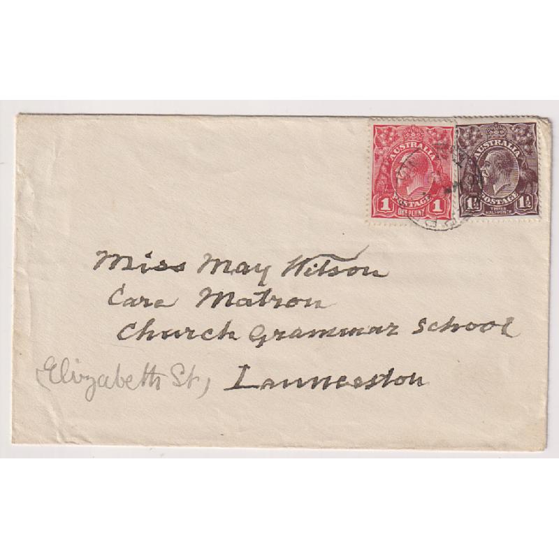 (UU1243) TASMANIA · 1919: neat cover to Launceston mailed from the STEPPES with a light but discernible strike of the Type 1 cds which is rated S