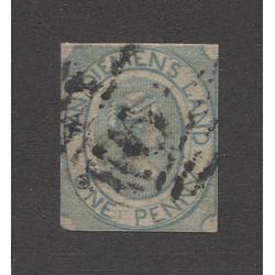 (VV10008) TASMANIA · 1853: used 1d pale blue Courier SG · three very tight margins and a small thin at UL · c.v. £1300 (2 images)