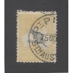 (VV10041) AUSTRALIA · 1915: used 5/- grey & yellow Roo (2nd wmk) SG 30 · excellent condition for a commercially used example · c.v. £350 (2 images)