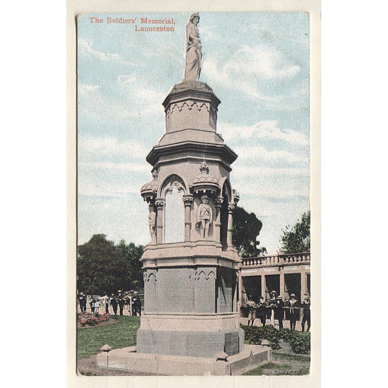 (VV10066) TASMANIA · c.1910: colour card by Valentine w/view of THE SOLDIER'S MEMORIAL in City Park, Launceston · message on verso but not postally used · excellent condition