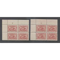 (VV10076L) AUSTRALIA · 1931: fresh MNH 2d carmine-red Kingsford Smith PLATE BLOCKS of 4 (1 to 8) BW 141z/zg all in a fine condition · total c.v. AU$240 · not often offered this good! (4 images)
