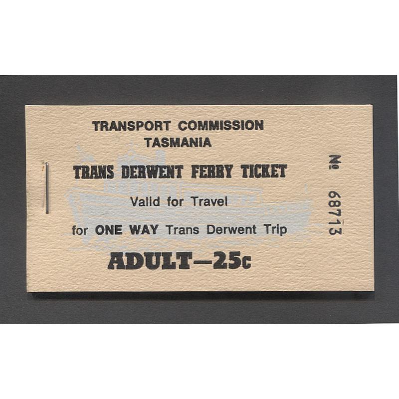 (VV10080) TASMANIA · 1970s: booklet of 12x Transport Commission TRANS DERWENT FERRY TICKETS (One Way 25c) numbered 68713/68724 · fine condition