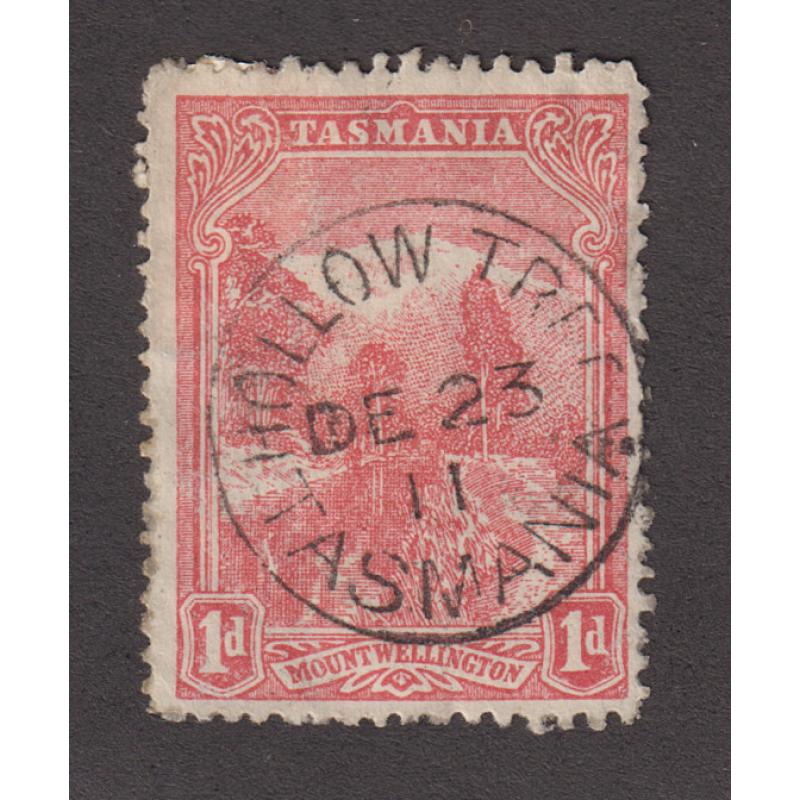 (VV1010) TASMANIA · 1911: an unusually clear strike of the HOLLOW TREE Type 1 on a 1d Pictorial · postmark is rated R+(9*)